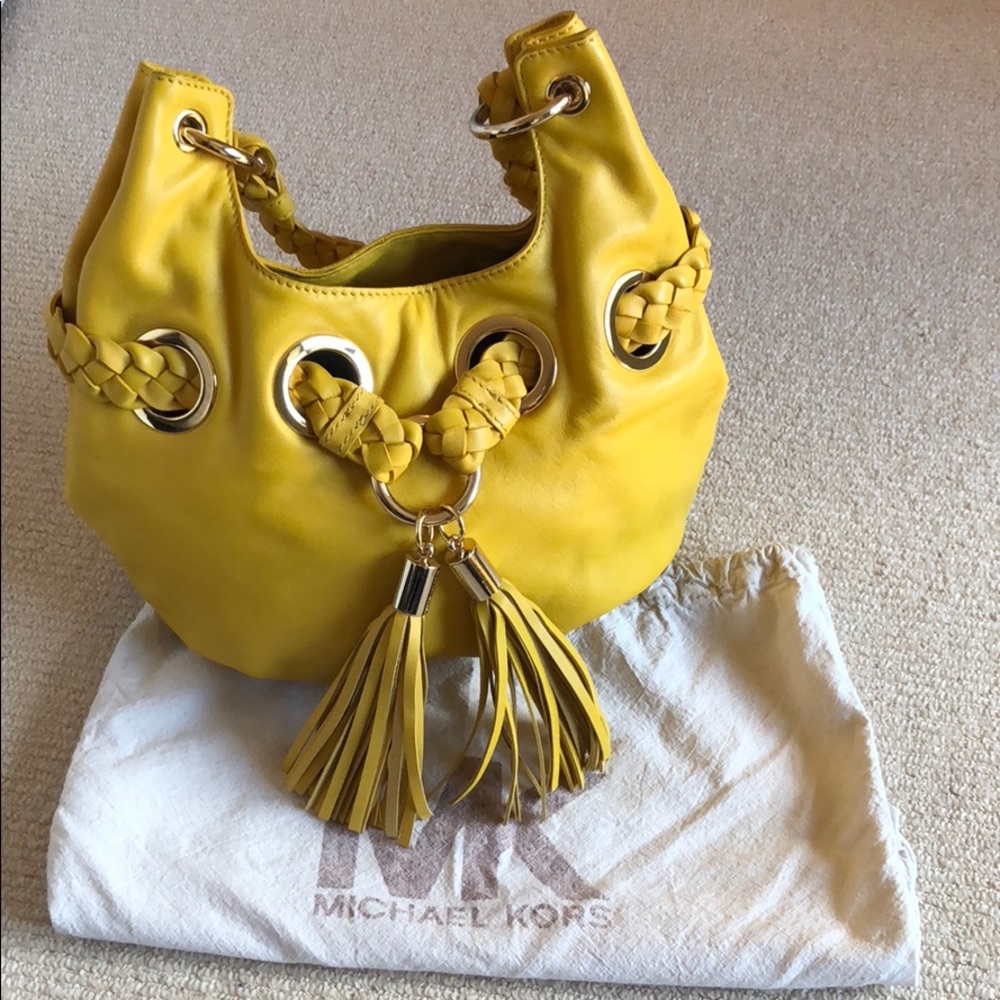 Michael Kors Yellow Leather Tassel Bag